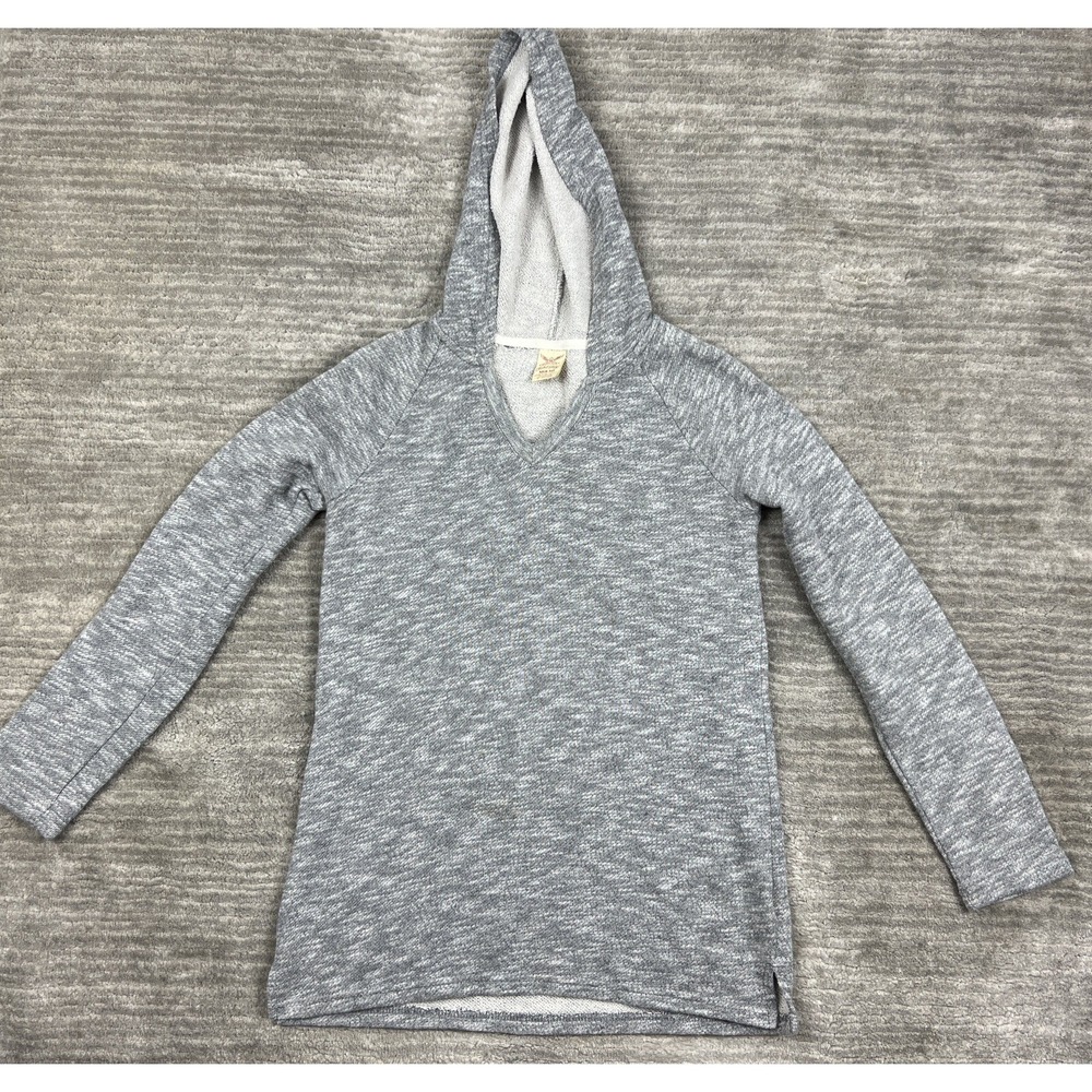 Faded Glory Hoodie Girls M 8-10 Grey V-Neck Pullover Raglan Sleeve Heathered